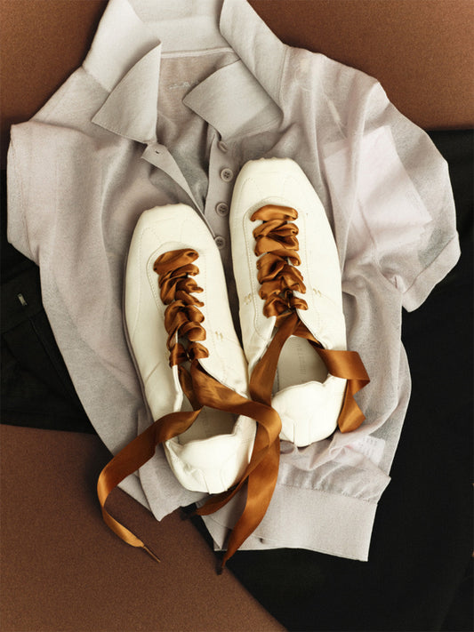 Ribbon-Laced Low-Profile Retro Trainers