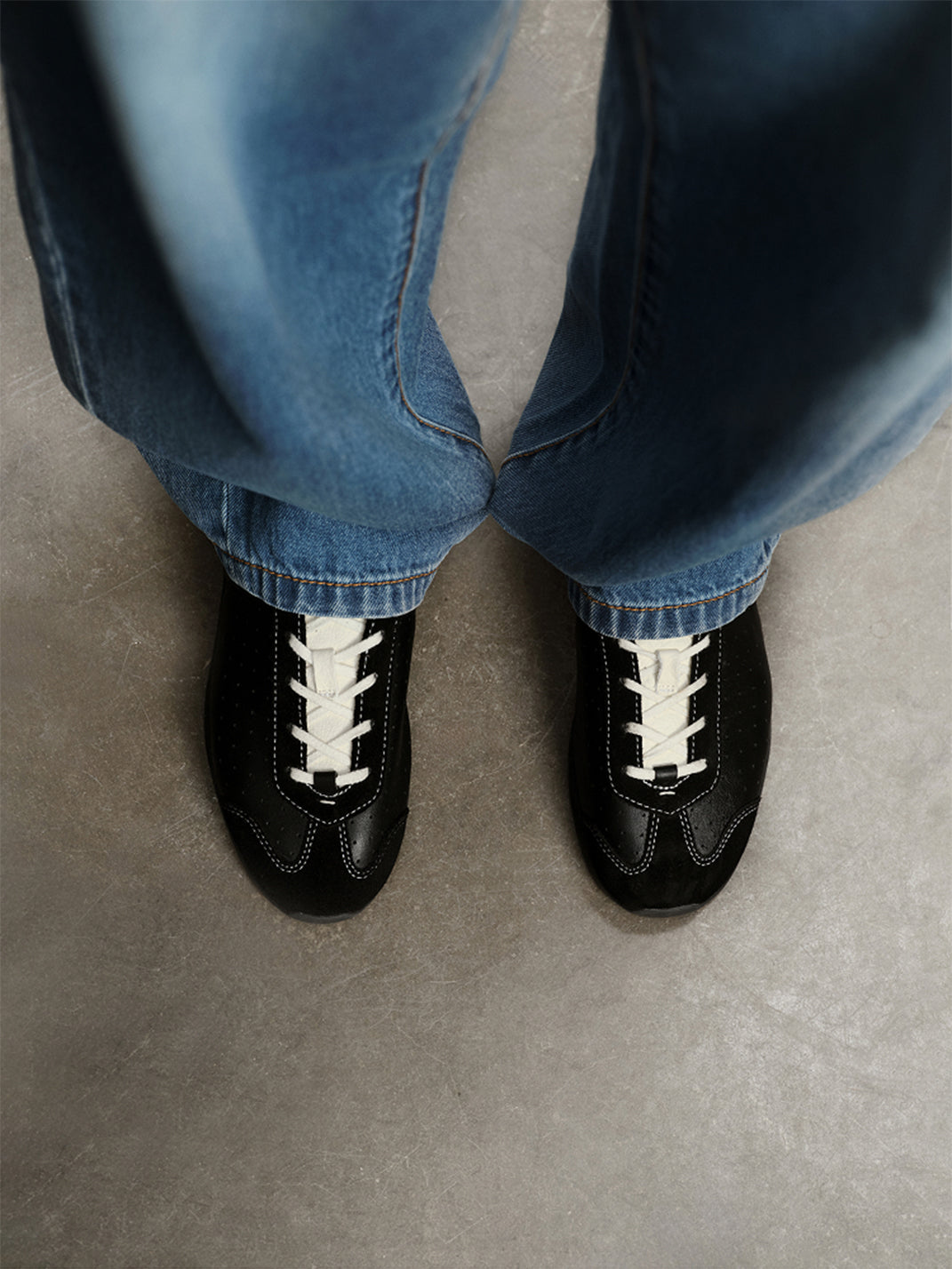 Ballet-Inspired Slim Leather-Look Trainers