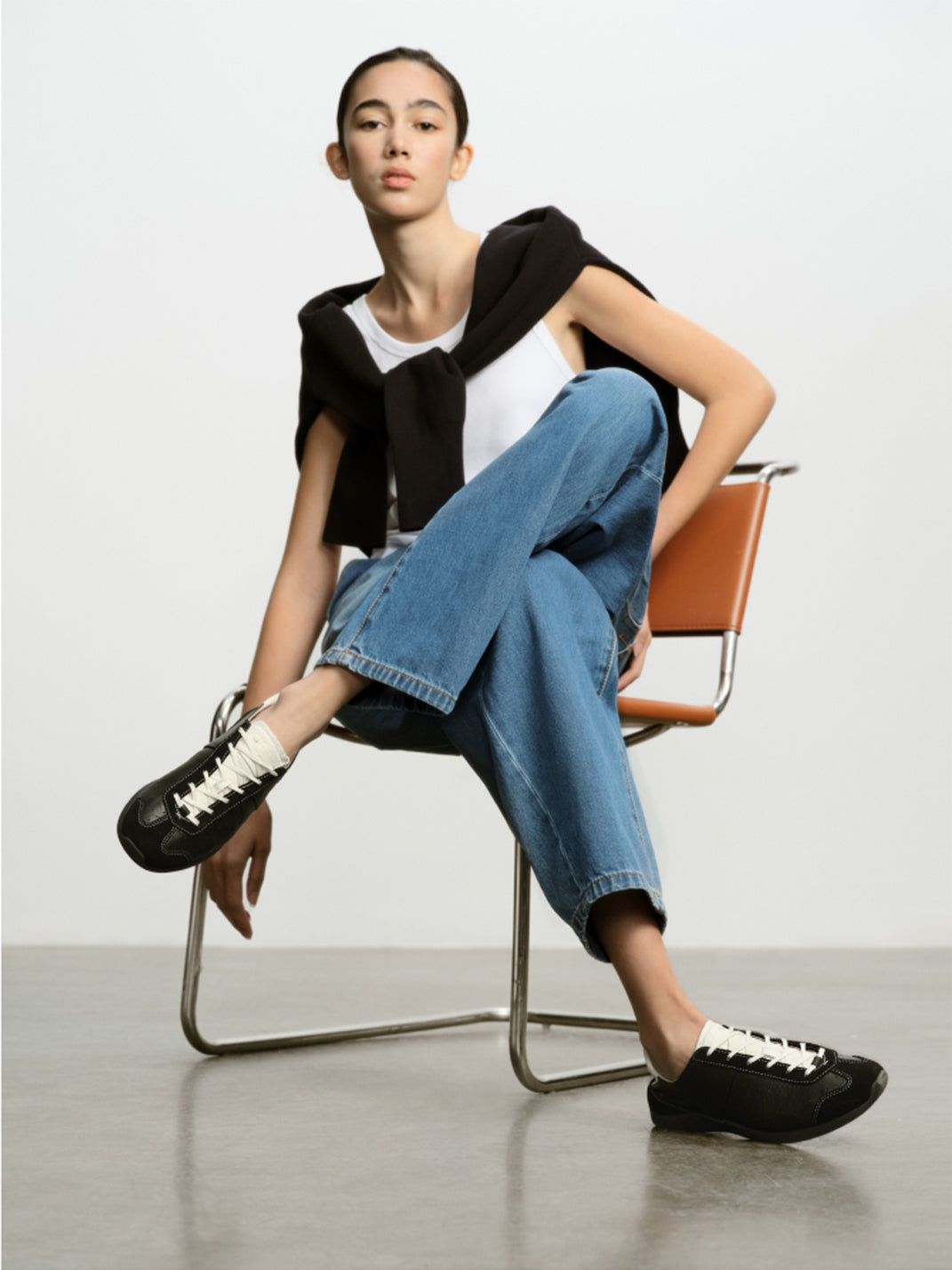 Ballet-Inspired Slim Leather-Look Trainers