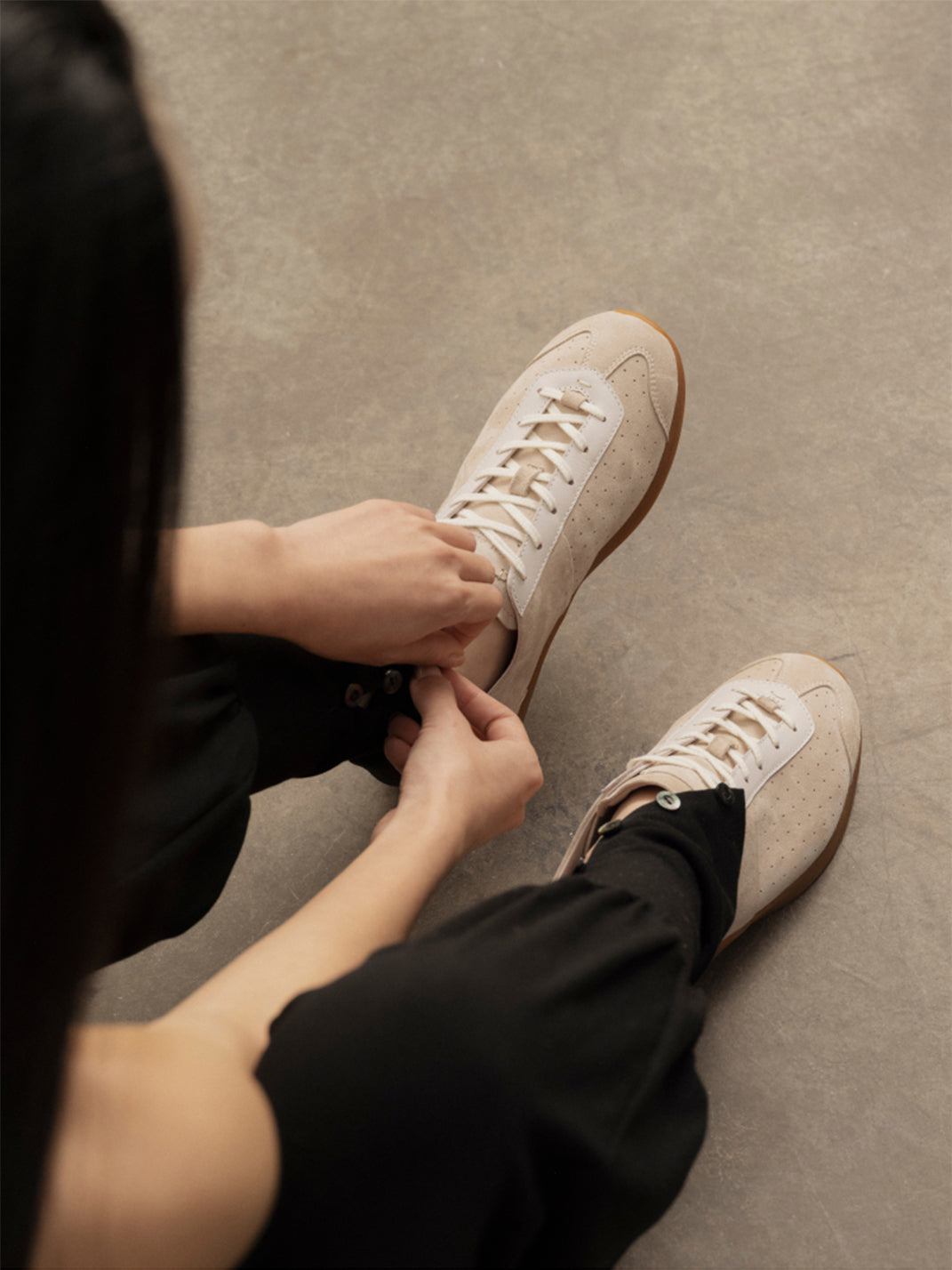 Ballet-Inspired Slim Leather-Look Trainers