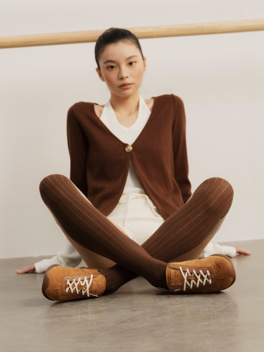 Ballet-Inspired Slim Leather-Look Trainers