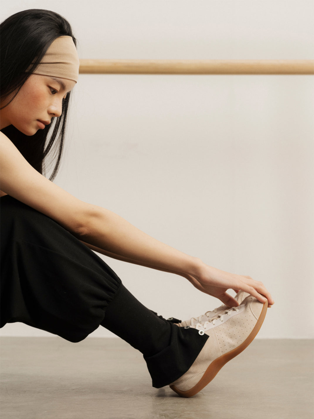 Ballet-Inspired Slim Leather-Look Trainers