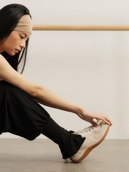 Ballet-Inspired Slim Leather-Look Trainers