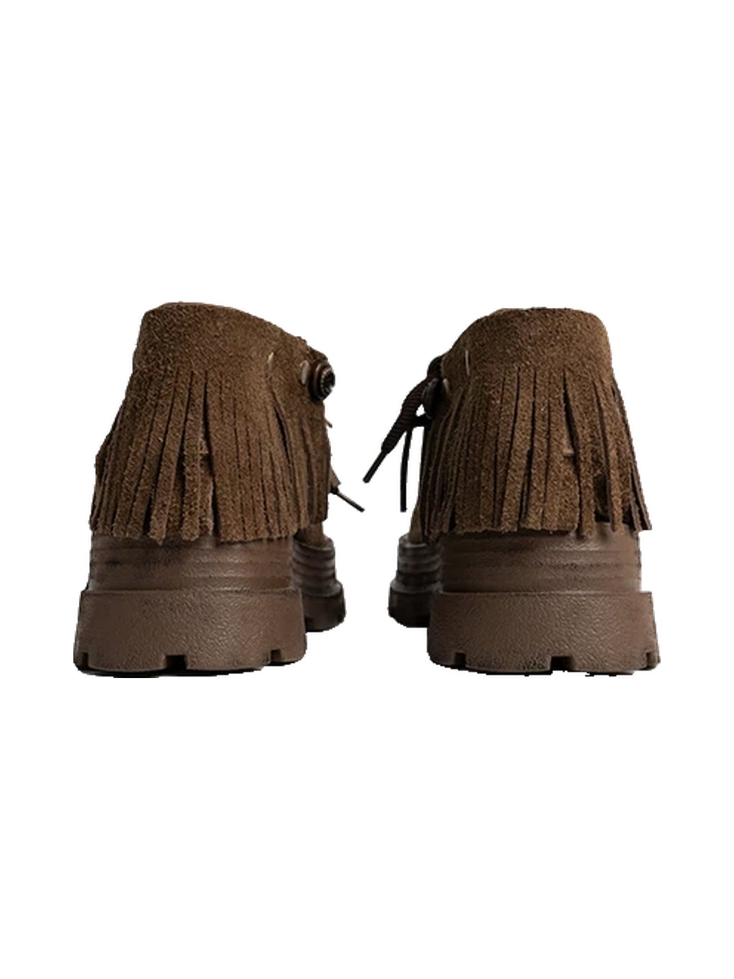 Fringed Suede Cuff Platform Ankle Boots