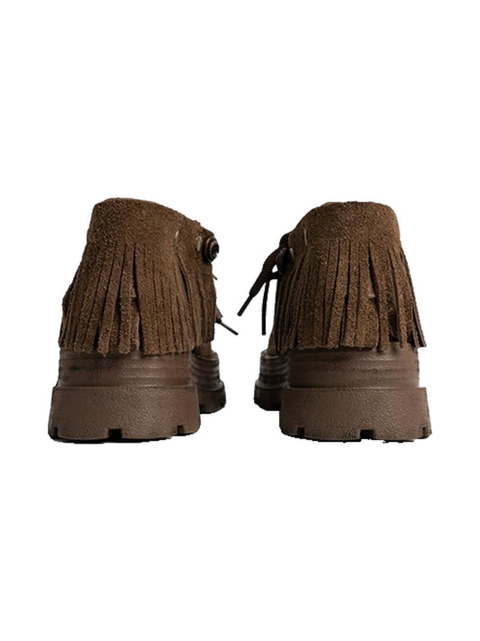 Fringed Suede Cuff Platform Ankle Boots