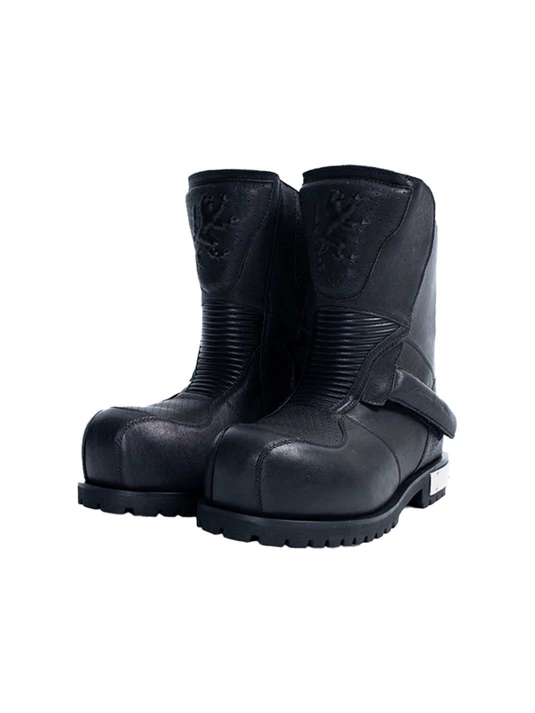 Armored Mid-Calf Leather Moto Boots