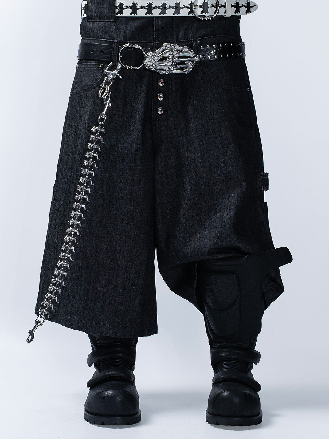 Armored Mid-Calf Leather Moto Boots