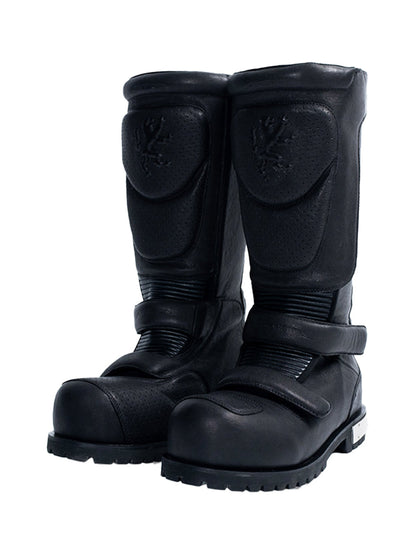 Armored Knee-High Leather Moto Boots