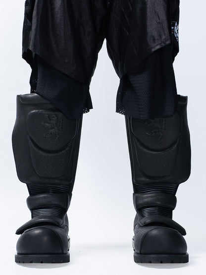 Armored Knee-High Leather Moto Boots