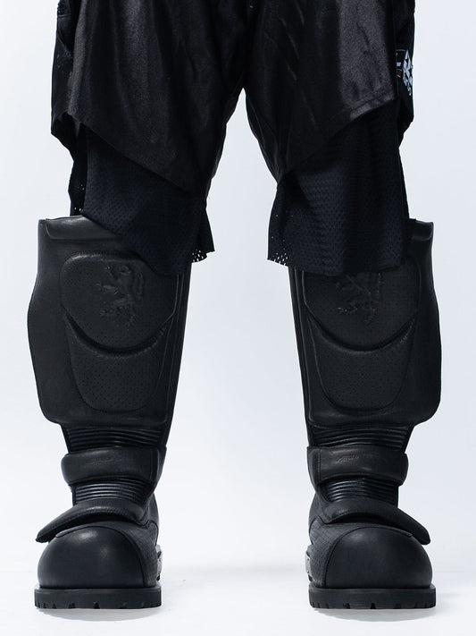 Armored Knee-High Leather Moto Boots