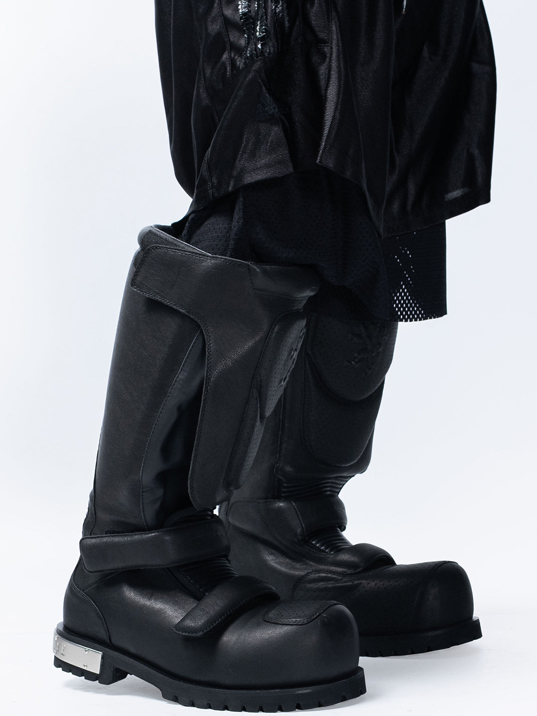 Armored Knee-High Leather Moto Boots