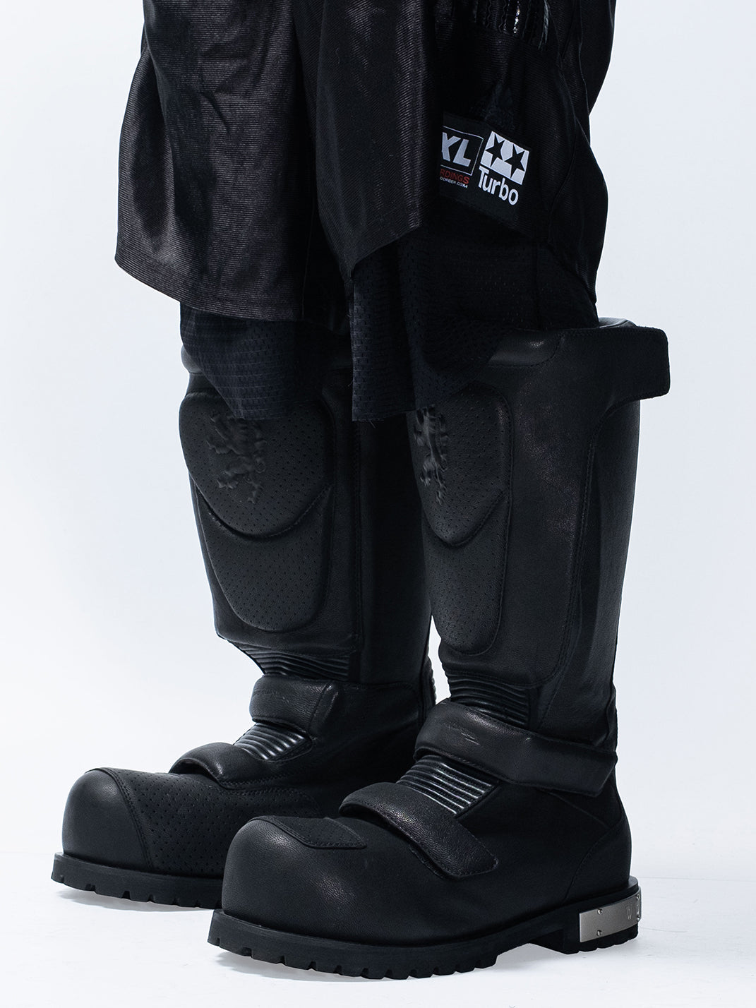 Armored Knee-High Leather Moto Boots