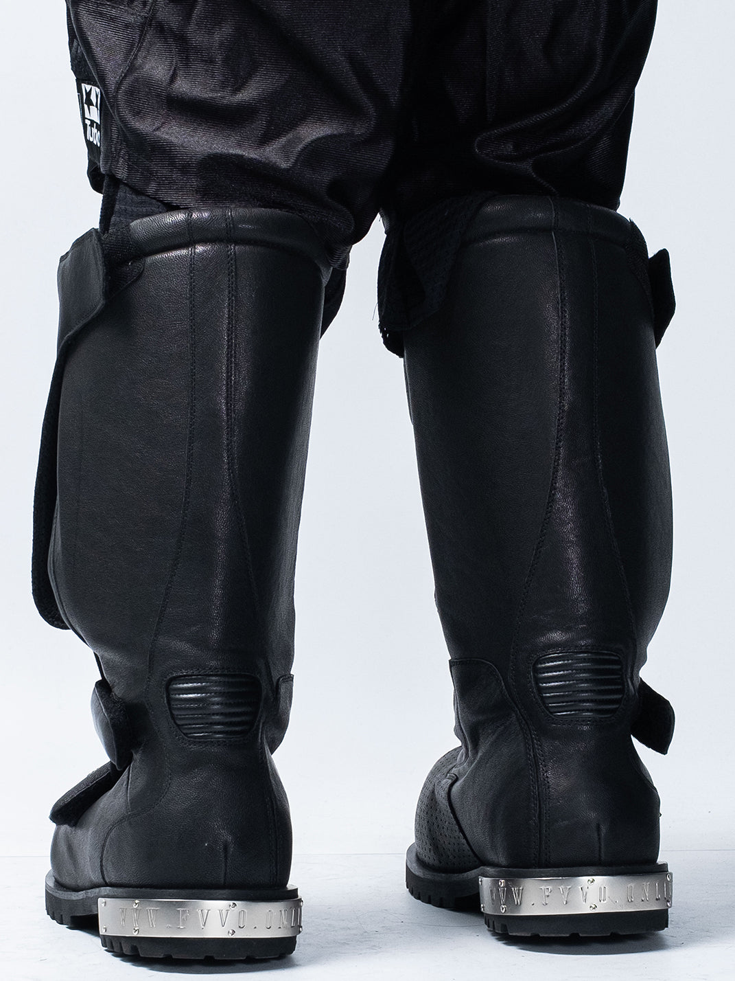 Armored Knee-High Leather Moto Boots