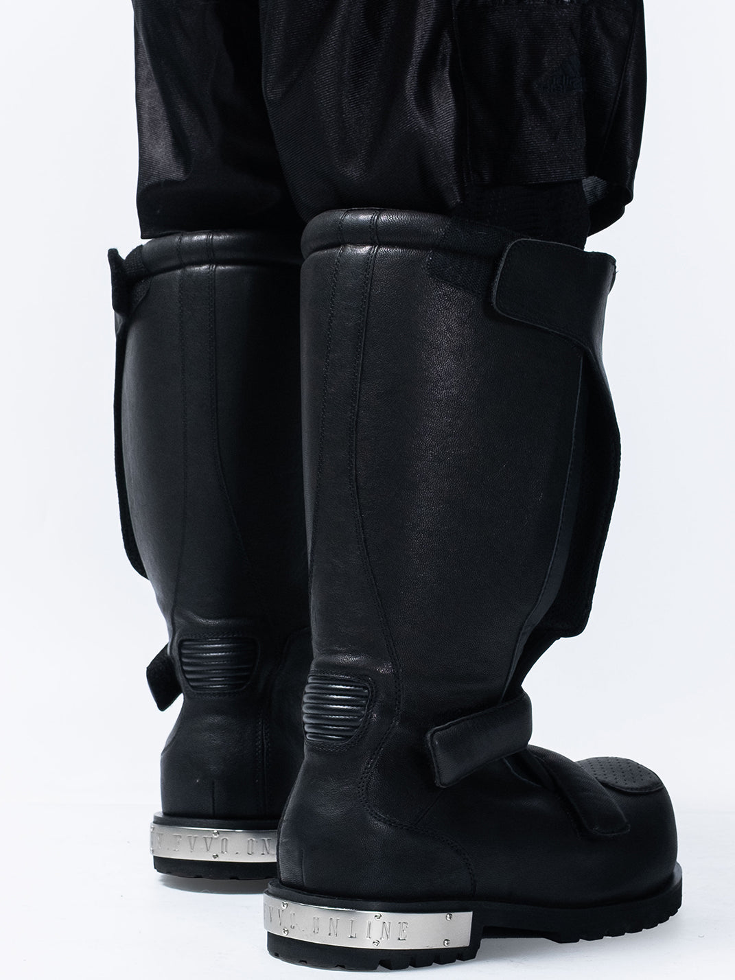 Armored Knee-High Leather Moto Boots