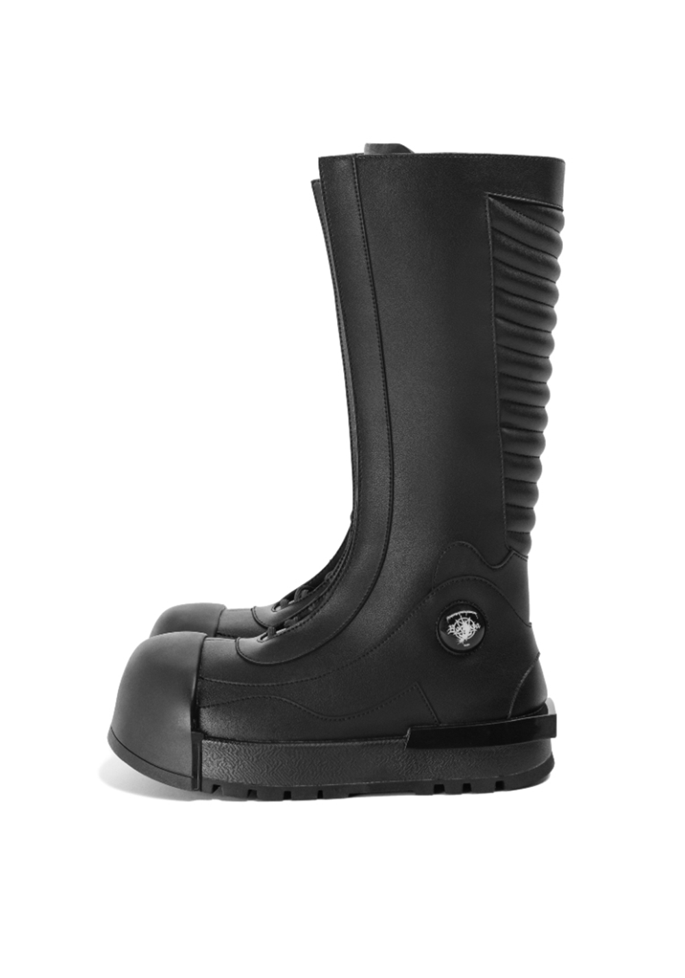 Ribbed Knee-High Platform Combat Boots