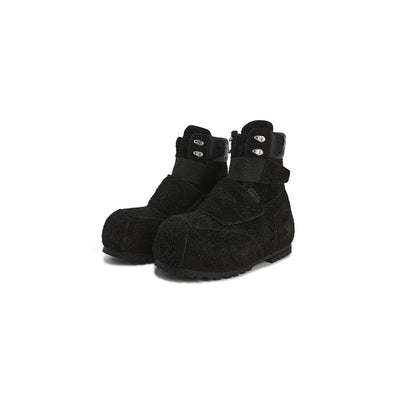 Suede-Strap Platform Winter Boots