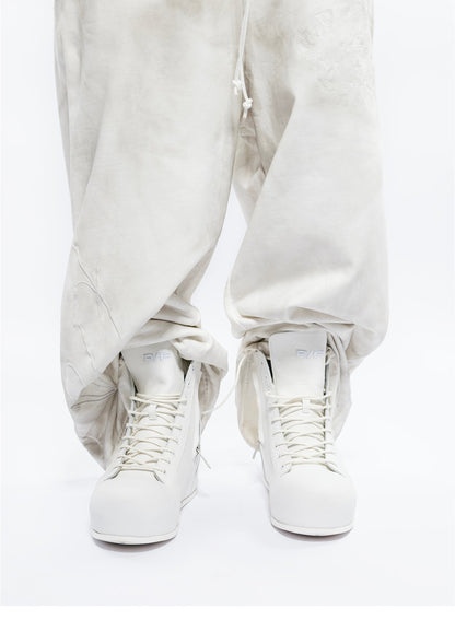 Open-Heel Leather High-Top Boots