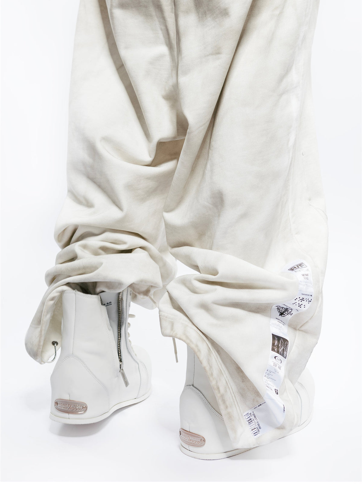 Open-Heel Leather High-Top Boots