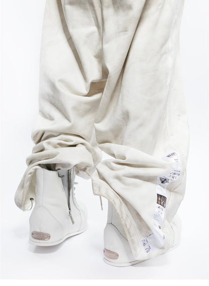 Open-Heel Leather High-Top Boots