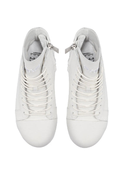 Open-Heel Leather High-Top Boots