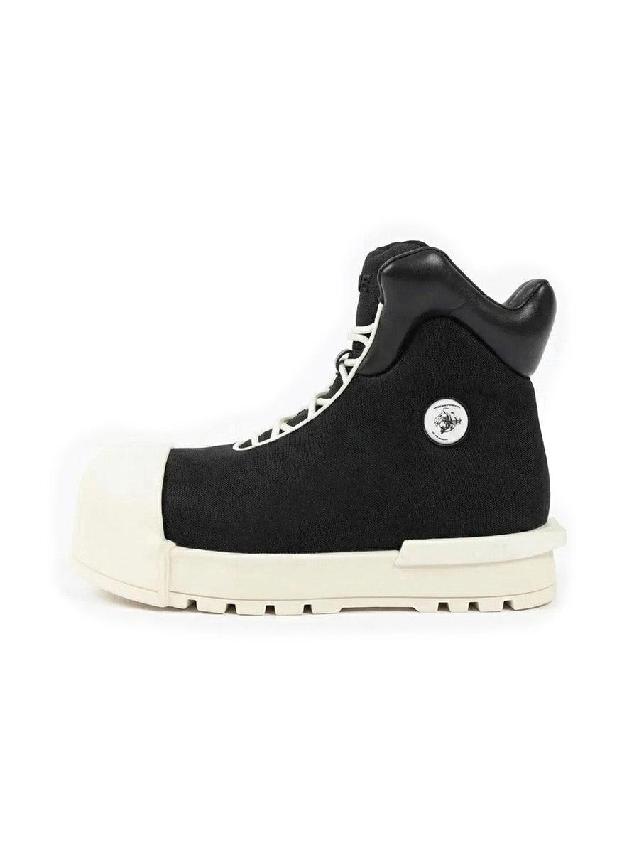 Sculpted-Toe Platform High-Top Boots
