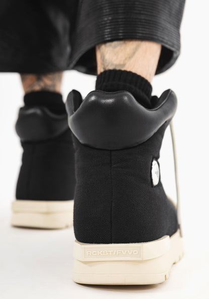 Sculpted-Toe Platform High-Top Boots
