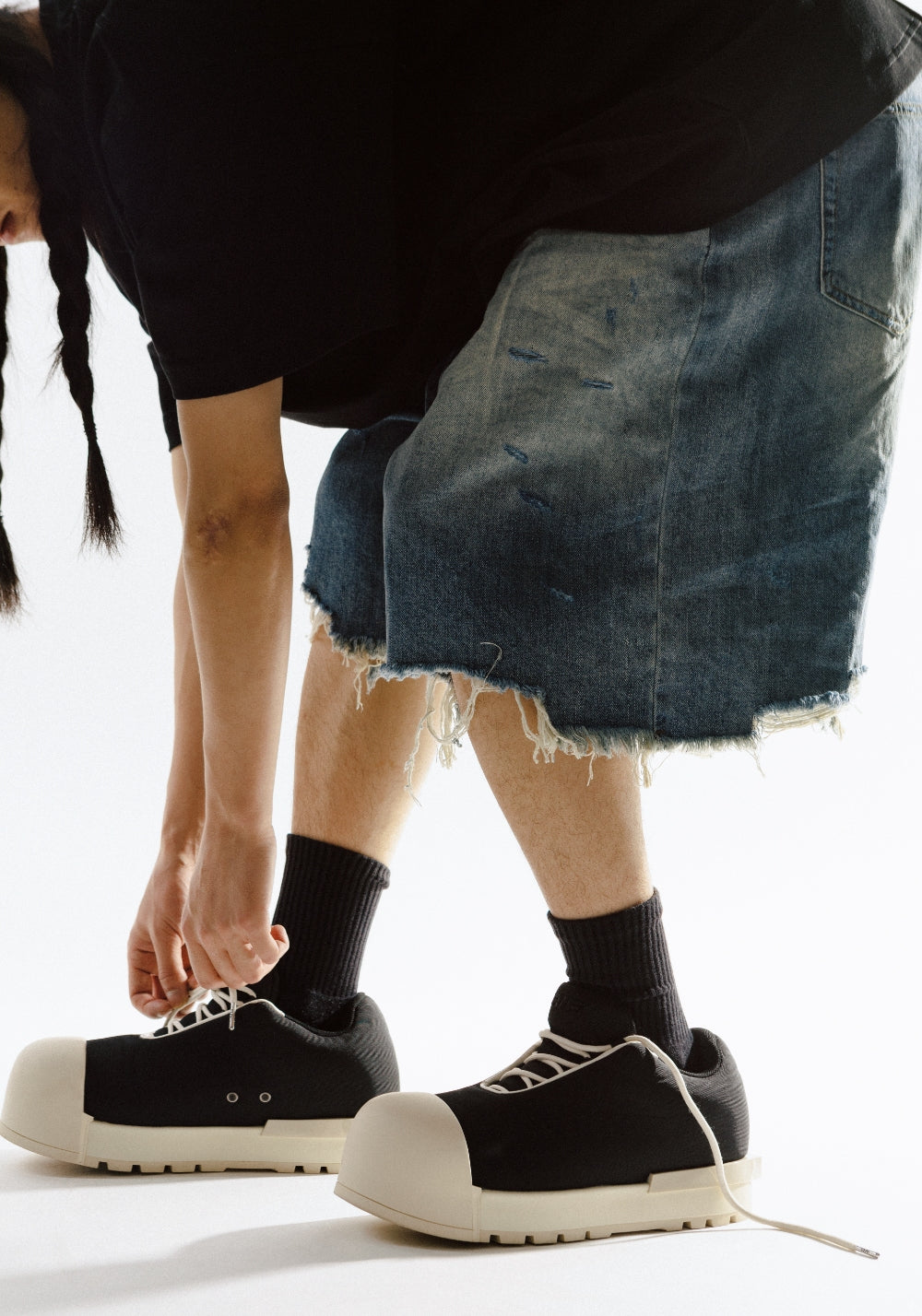 Sculpted-Toe Platform Low Boots