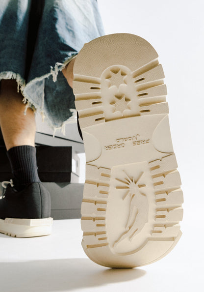 Sculpted-Toe Platform Low Boots