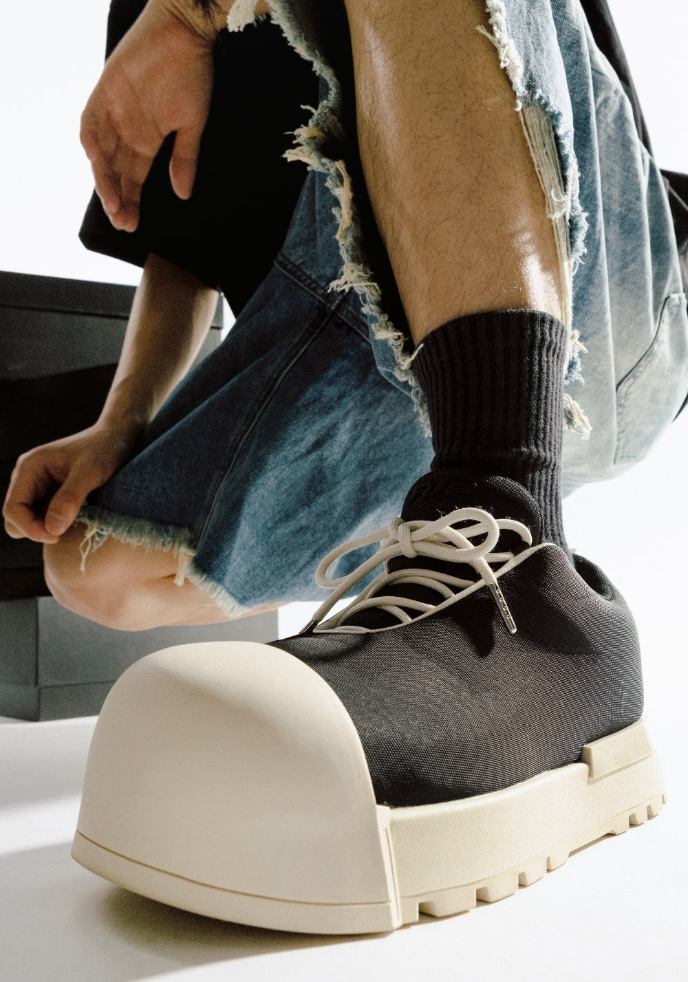 Sculpted-Toe Platform Low Boots