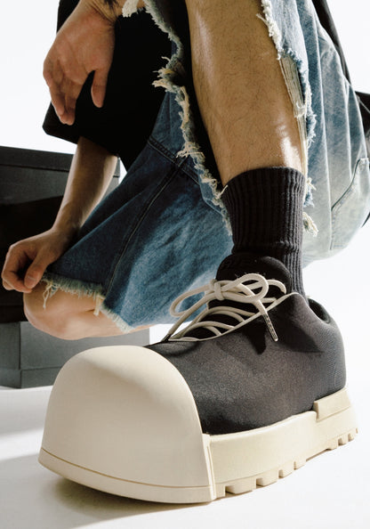 Sculpted-Toe Platform Low Boots