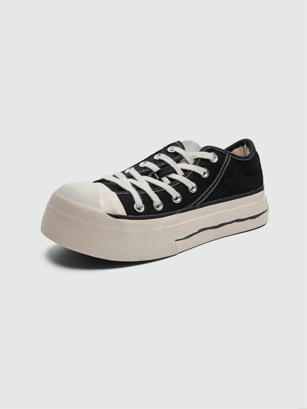 Asymmetric-Toe Platform Canvas Sneakers
