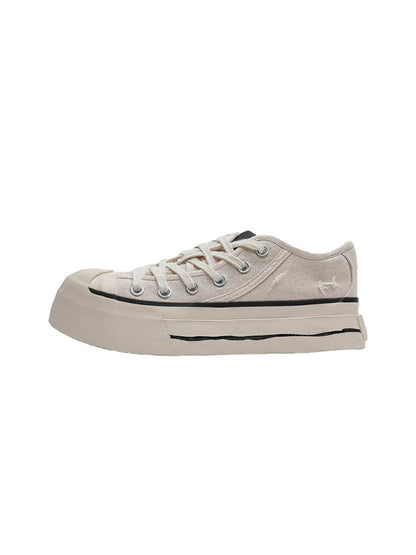 Asymmetric-Toe Platform Canvas Sneakers