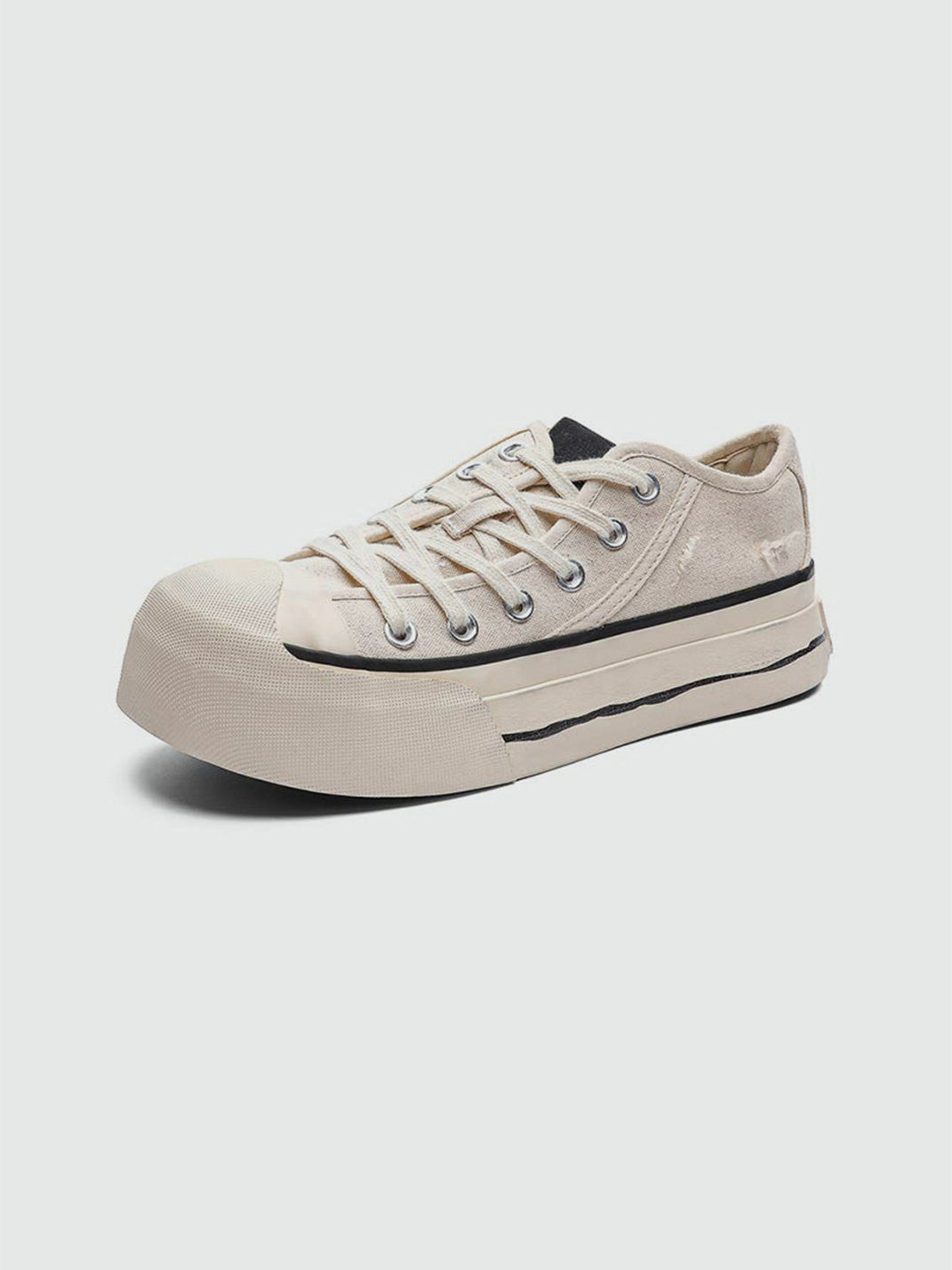 Asymmetric-Toe Platform Canvas Sneakers