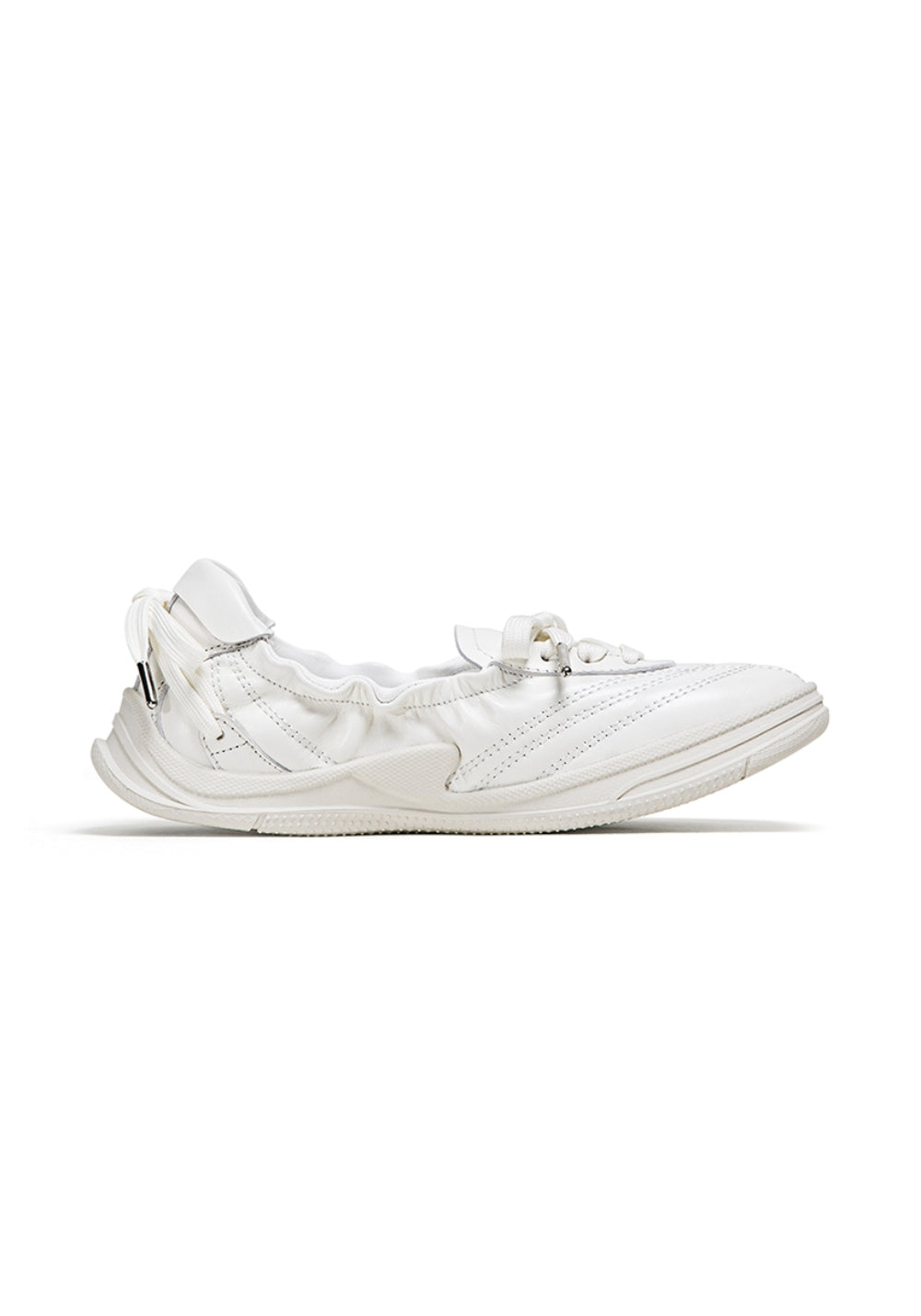 Ribbon-Lace Cutout Ballet Sandals