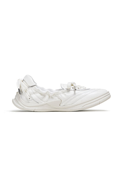 Ribbon-Lace Cutout Ballet Sandals