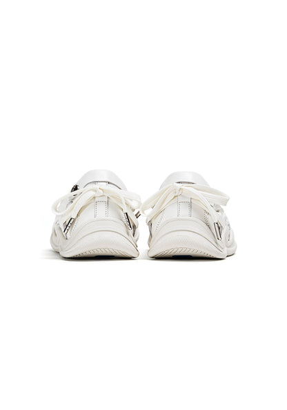 Ribbon-Lace Cutout Ballet Sandals
