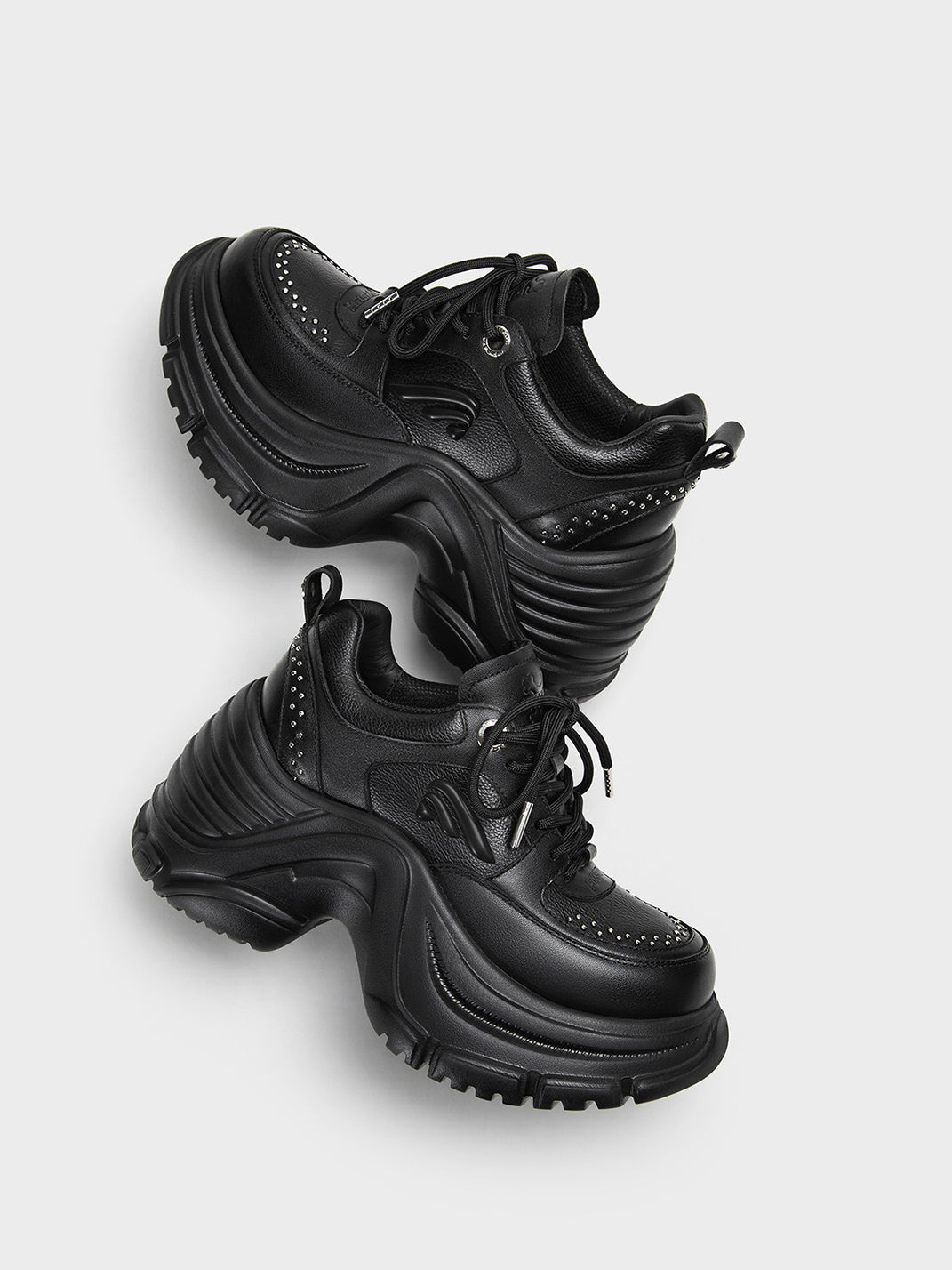 Studded Sculpted-Sole Platform Sneakers