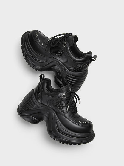 Studded Sculpted-Sole Platform Sneakers