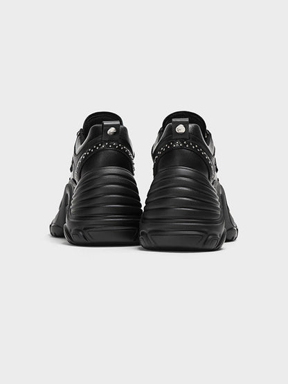 Studded Sculpted-Sole Platform Sneakers