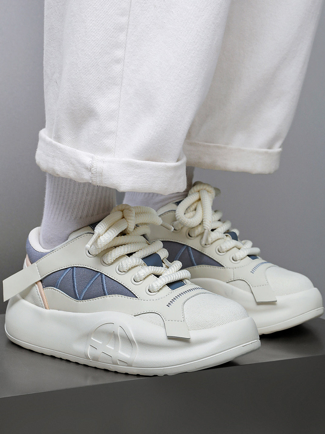 Geometric Panel Platform Runner Sneakers