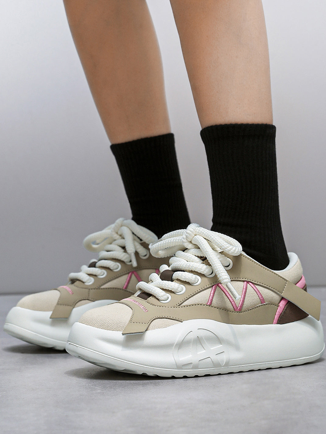 Geometric Panel Platform Runner Sneakers