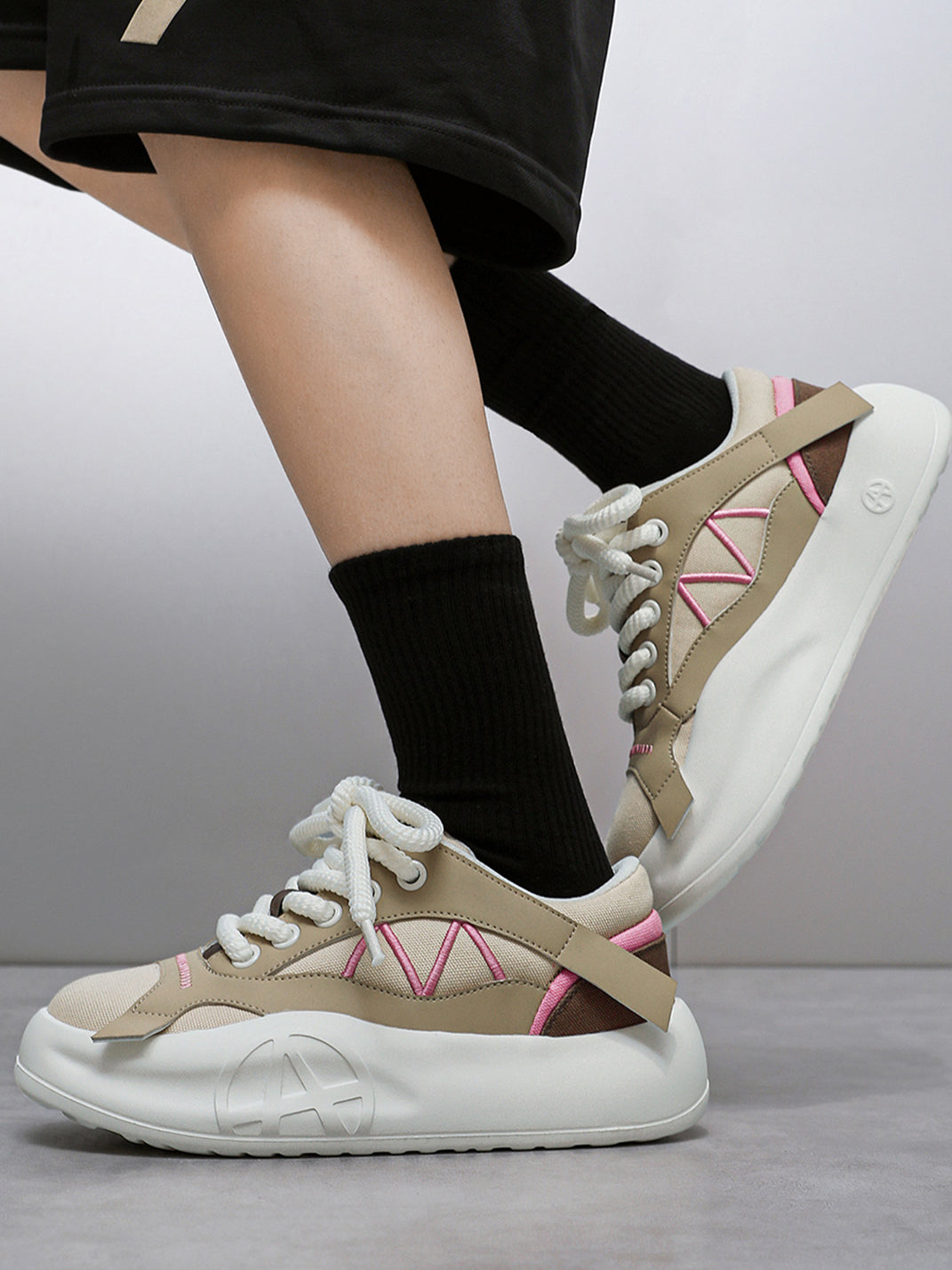 Geometric Panel Platform Runner Sneakers