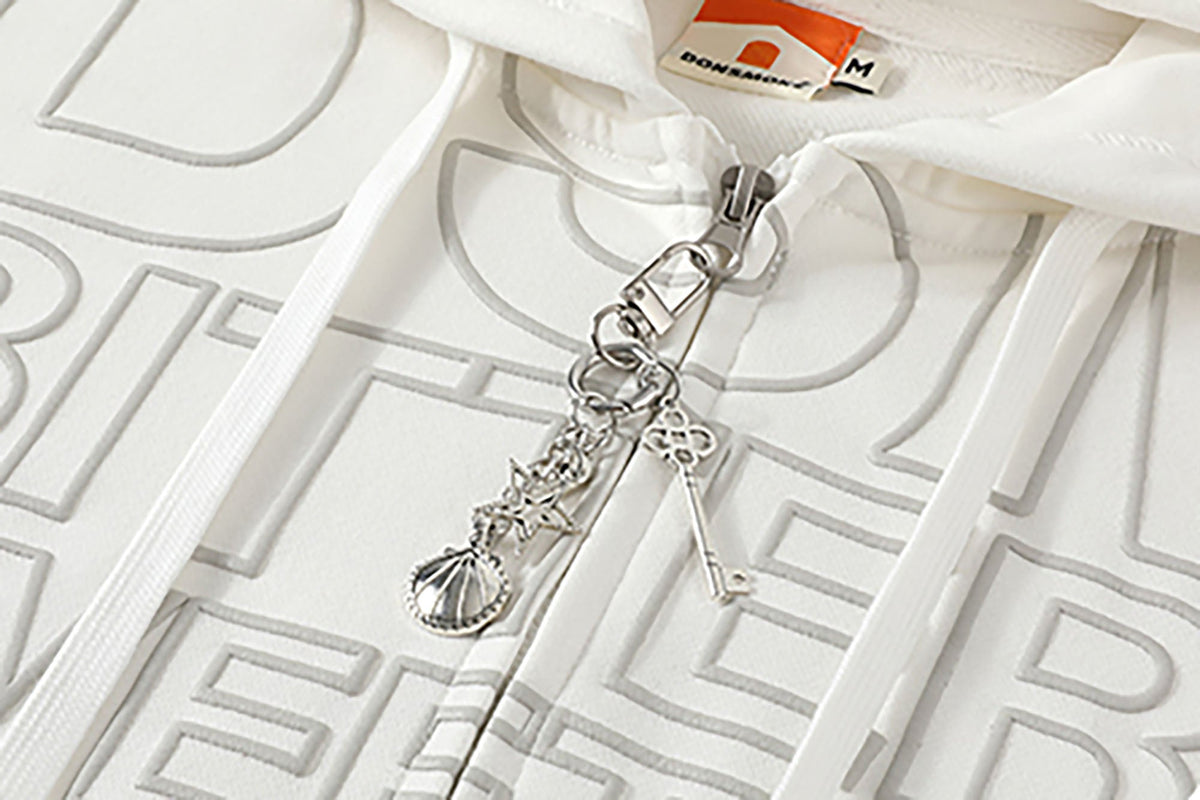DONSMOKE Hairclip Graphic Double-Zip Hooded Jacket