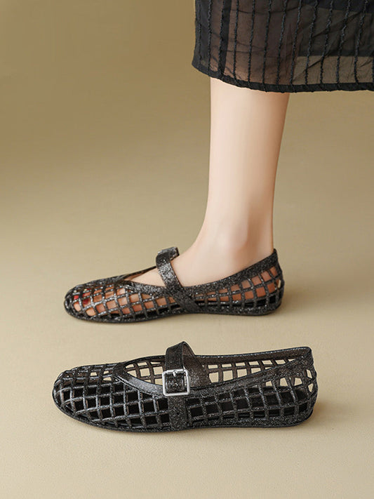 Glitter Caged Mary Jane Jelly Flats