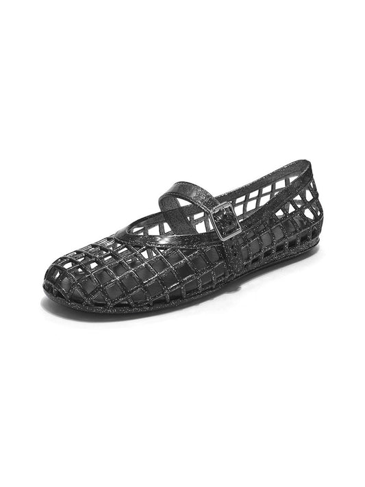 Glitter Caged Mary Jane Jelly Flats