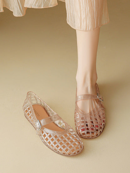 Glitter Caged Mary Jane Jelly Flats