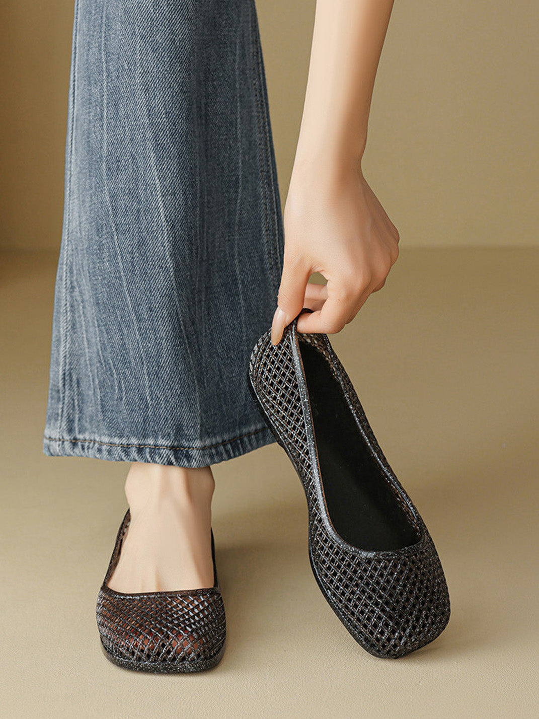 Glitter Mesh Jelly Ballet Flats