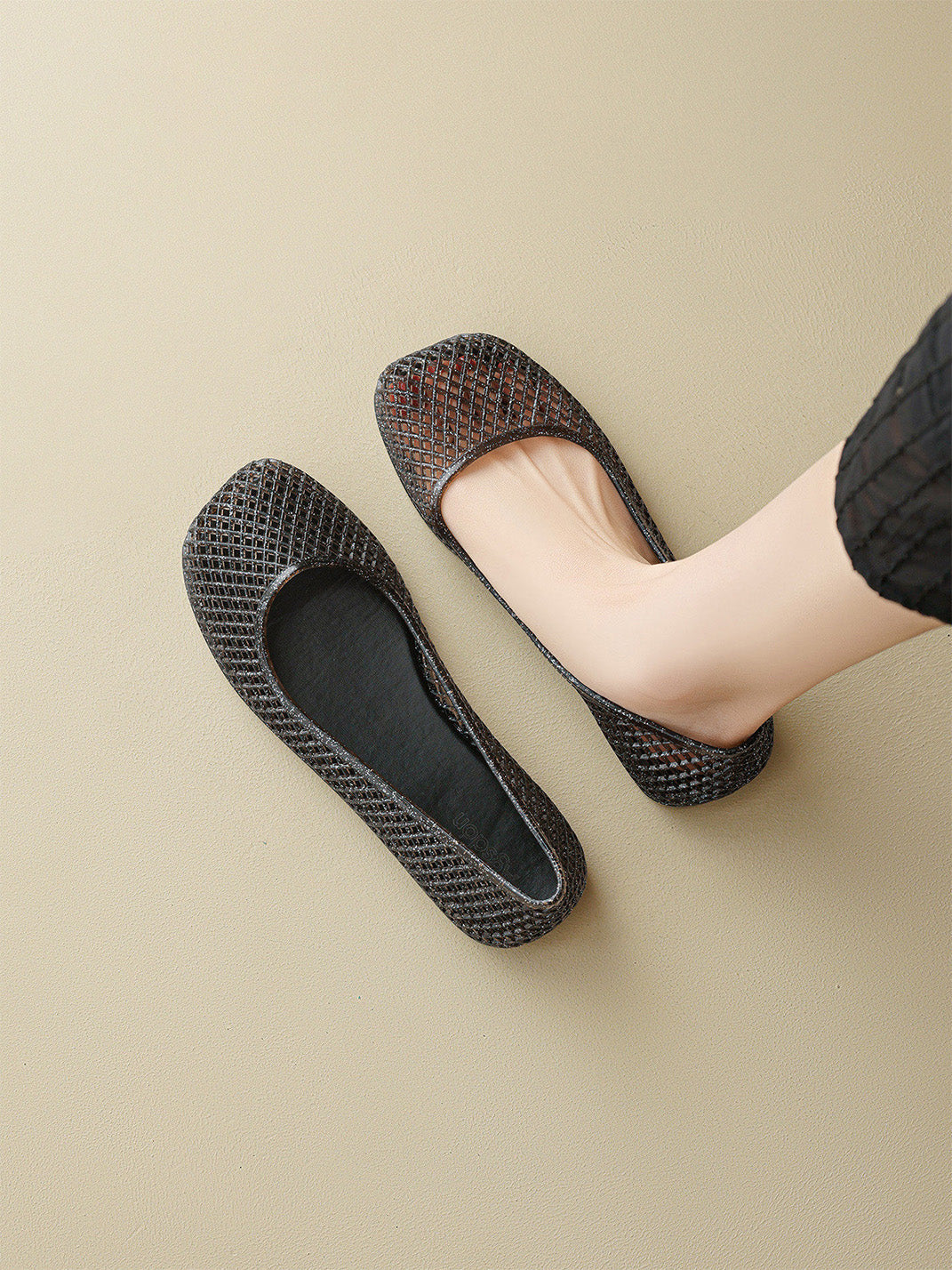 Glitter Mesh Jelly Ballet Flats