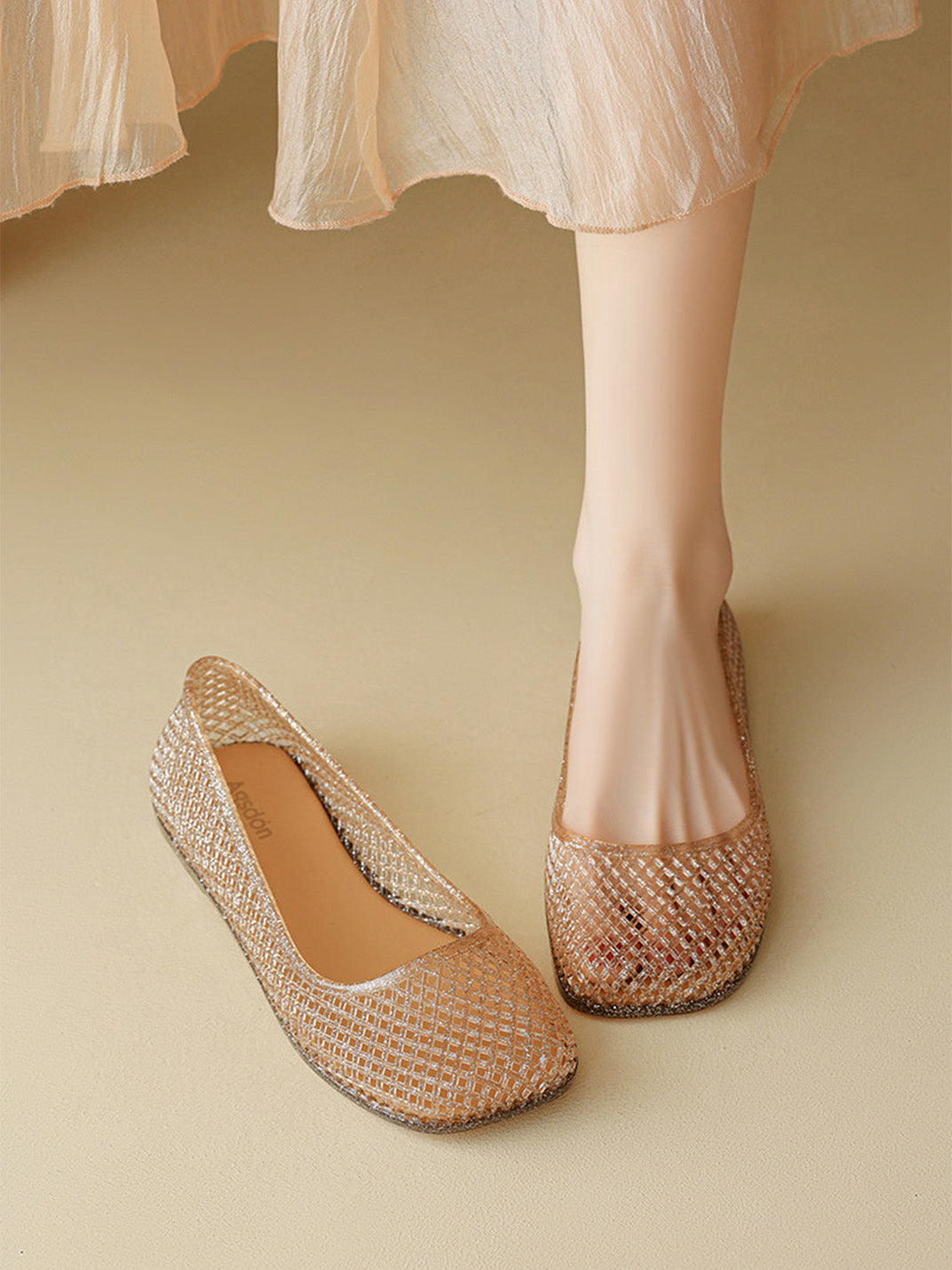 Glitter Mesh Jelly Ballet Flats