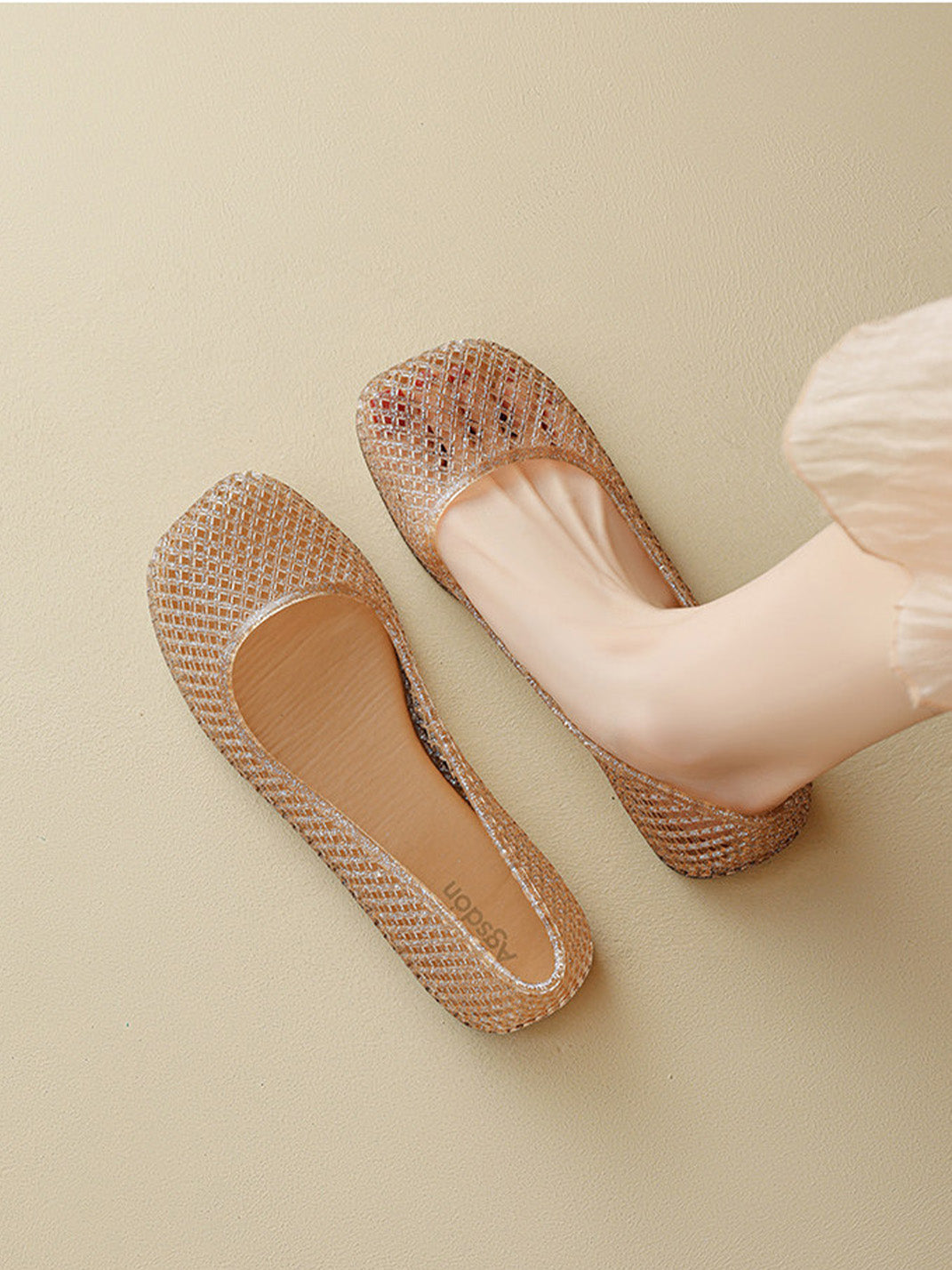 Glitter Mesh Jelly Ballet Flats